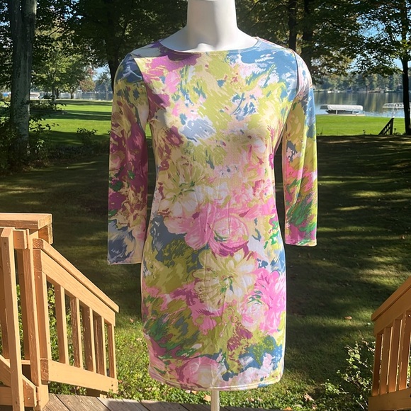 NWT BCBGMAXAZRIA stretch impressionistic sheath dress XS-S - Picture 2 of 11